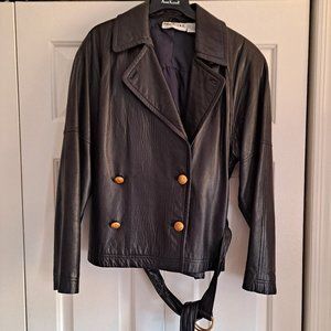 Anne Klein II Navy Blue Leather jacket, size 8